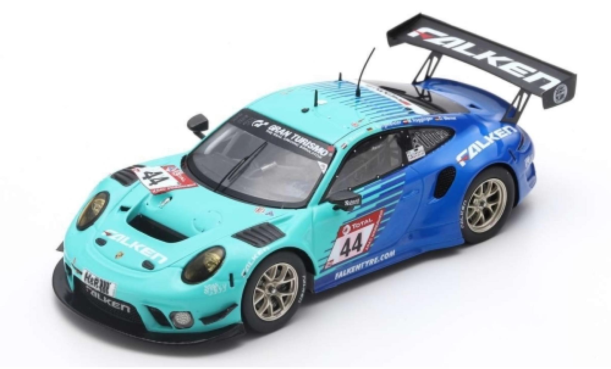 Porsche 992 GT3 R 1/43 Spark 911 GT3 R No.44 Falken Motorsports 24h N&uuml;rburgring 2019 K.Bachler/J.Bergmeister/M.Ragginger/D.Werner diecast model cars