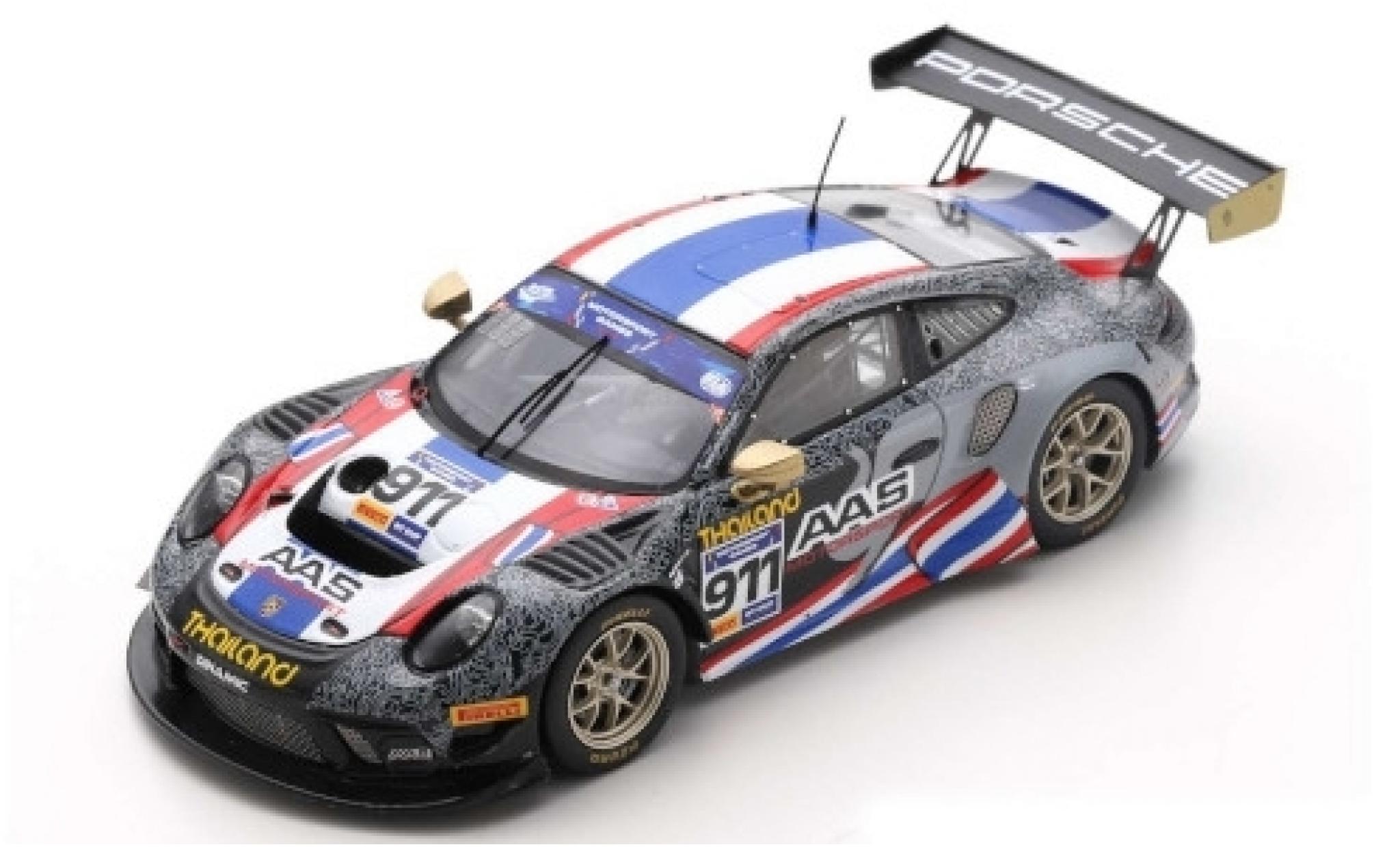 Porsche 992 GT3 R 1/43 Spark 911 GT3 R No.911 AAS Motorsport Team Thailand FIA Motorsport Games GT Cup Vallelunga 2019 V.Inthraphuvasak/K.Kusiri diecast model cars
