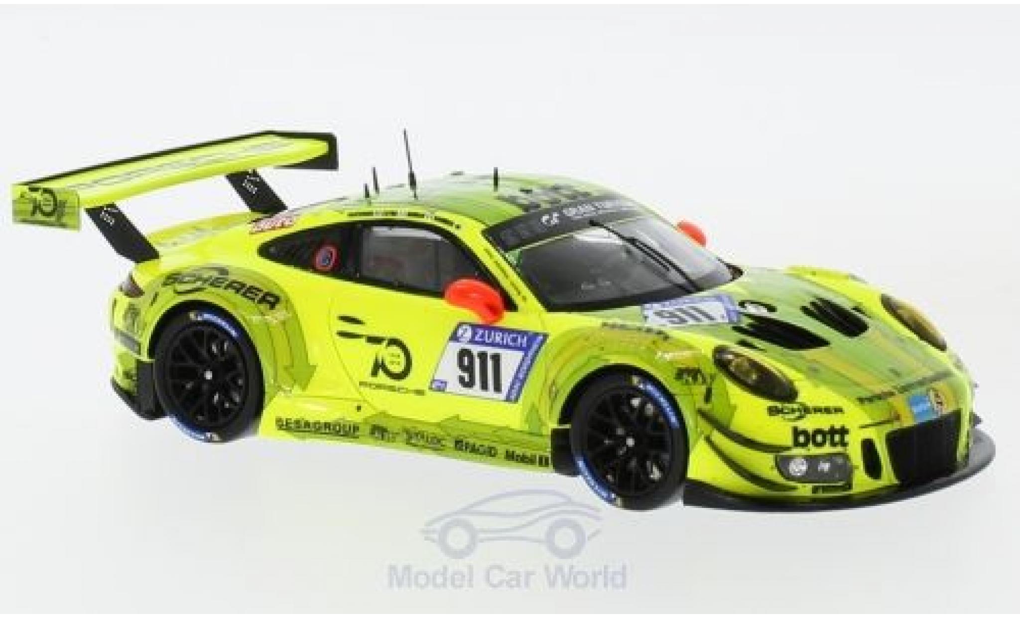 Porsche 991 GT3 R 1/43 Spark 911 GT3 R No.911 Manthey Racing 24h N&uuml;rburgring 2018 K.Estre/R.Dumas/L.Vanthoor/E.Bamber diecast model cars