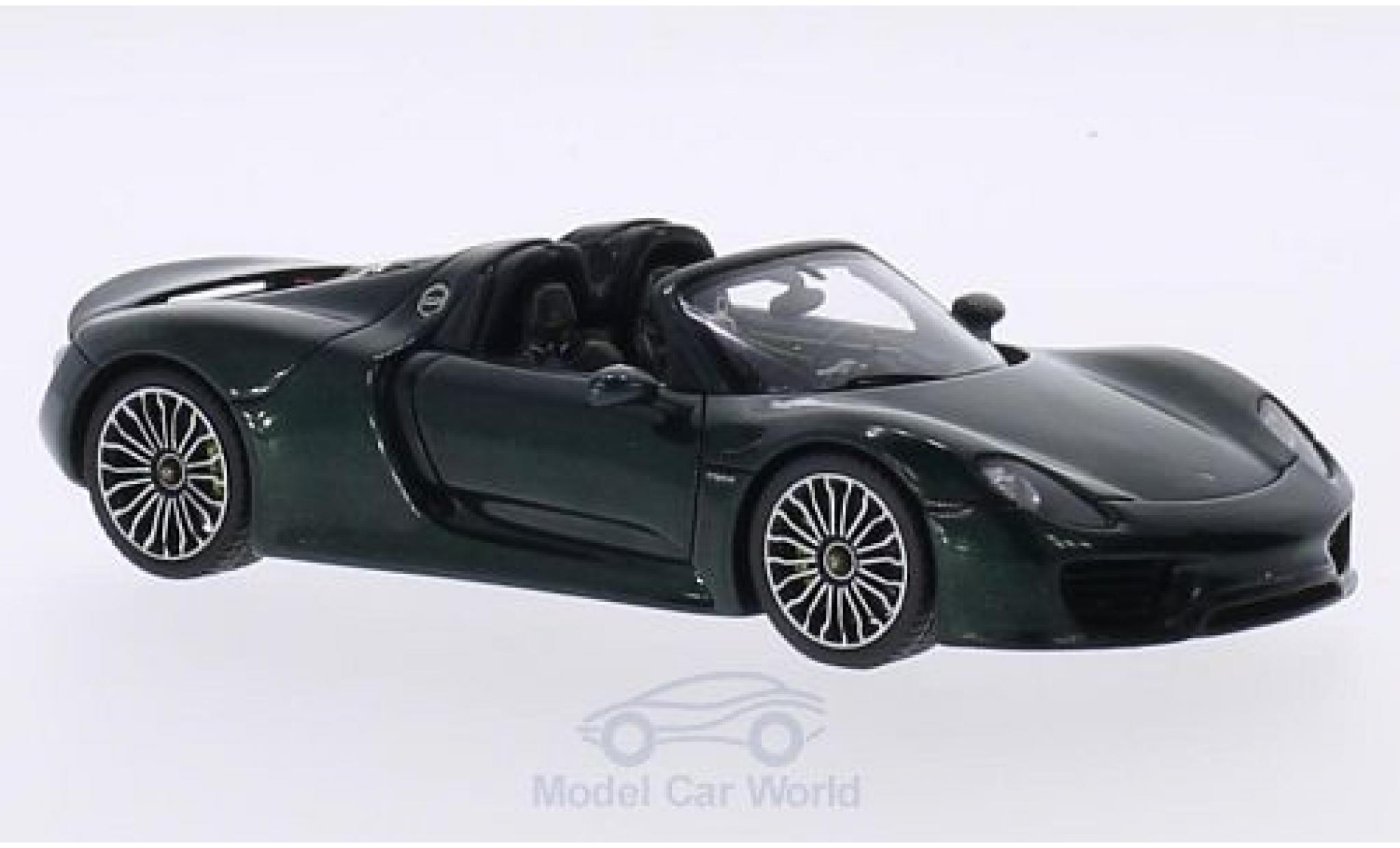Porsche 918 1/43 Spark Spyder metallic green 2014 Targadach ge&ouml;ffnet diecast model cars