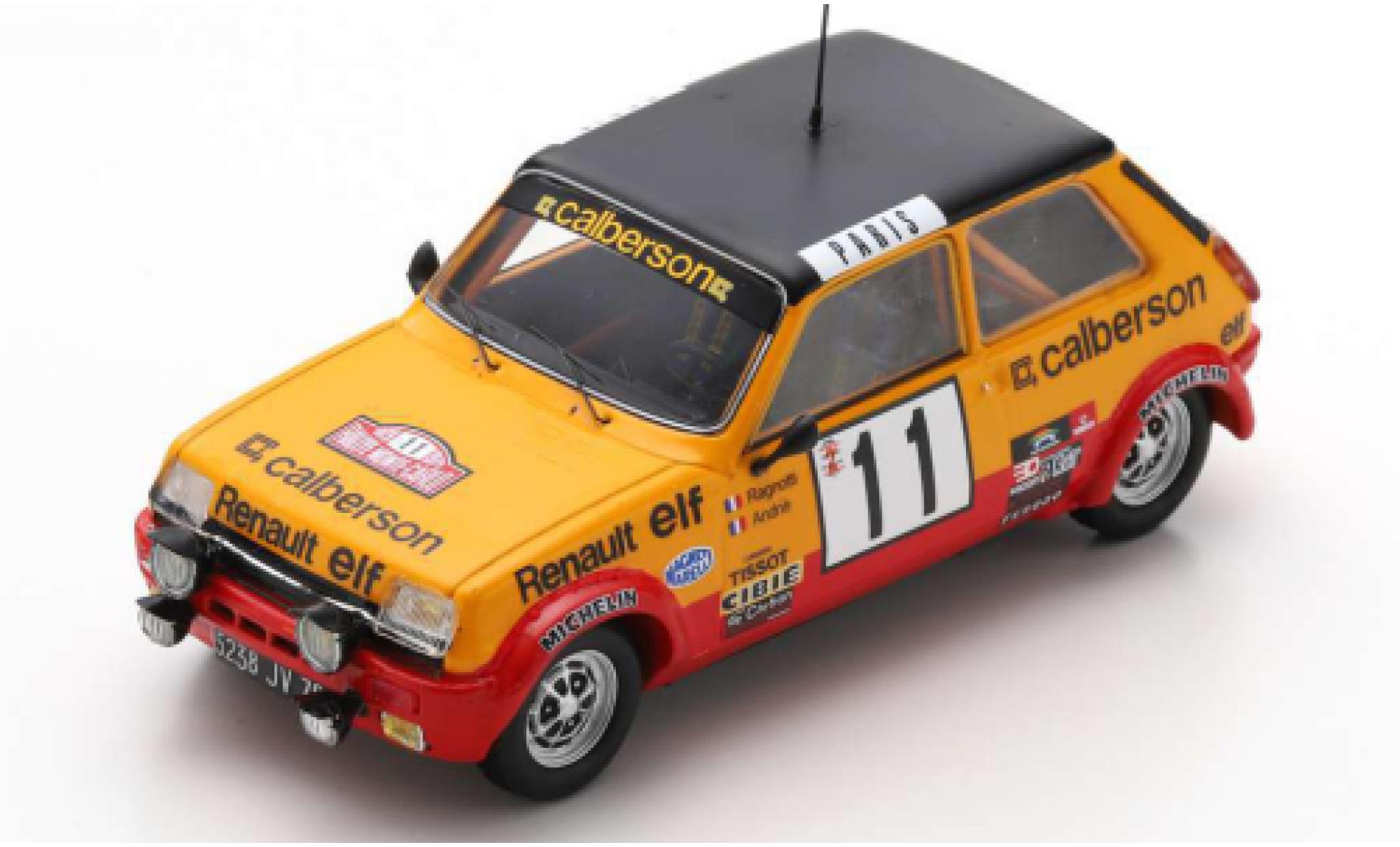 Renault 5 1/43 Spark Alpine No.11 Calberson Rally Monte Carlo 1979 J.Ragnotti/J-M.Andrie diecast model cars