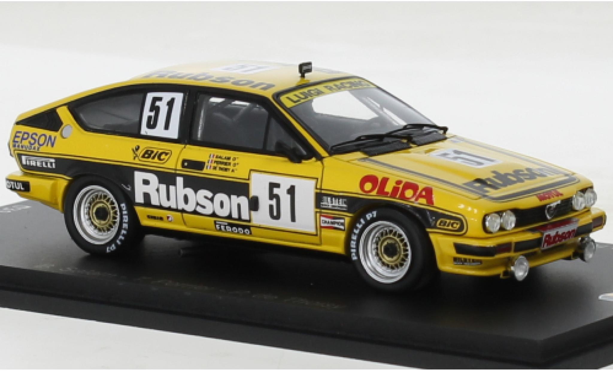 Alfa Romeo Alfetta 1/43 Spark GTV6 No.51 Luigi Racing 24h Spa 1984 diecast model cars