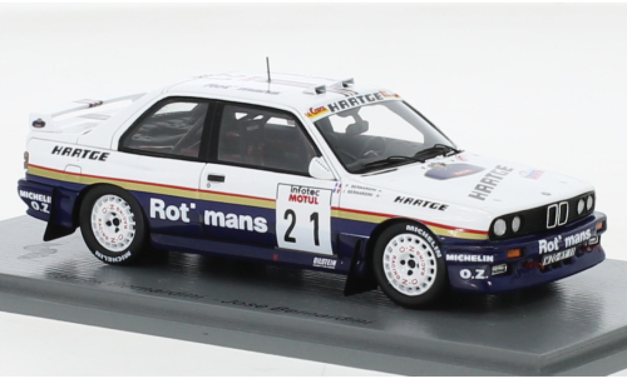 Bmw M3 1/43 Spark (E30) No.21 Rothmans Rally WM Tour de Corse 1989 diecast model cars