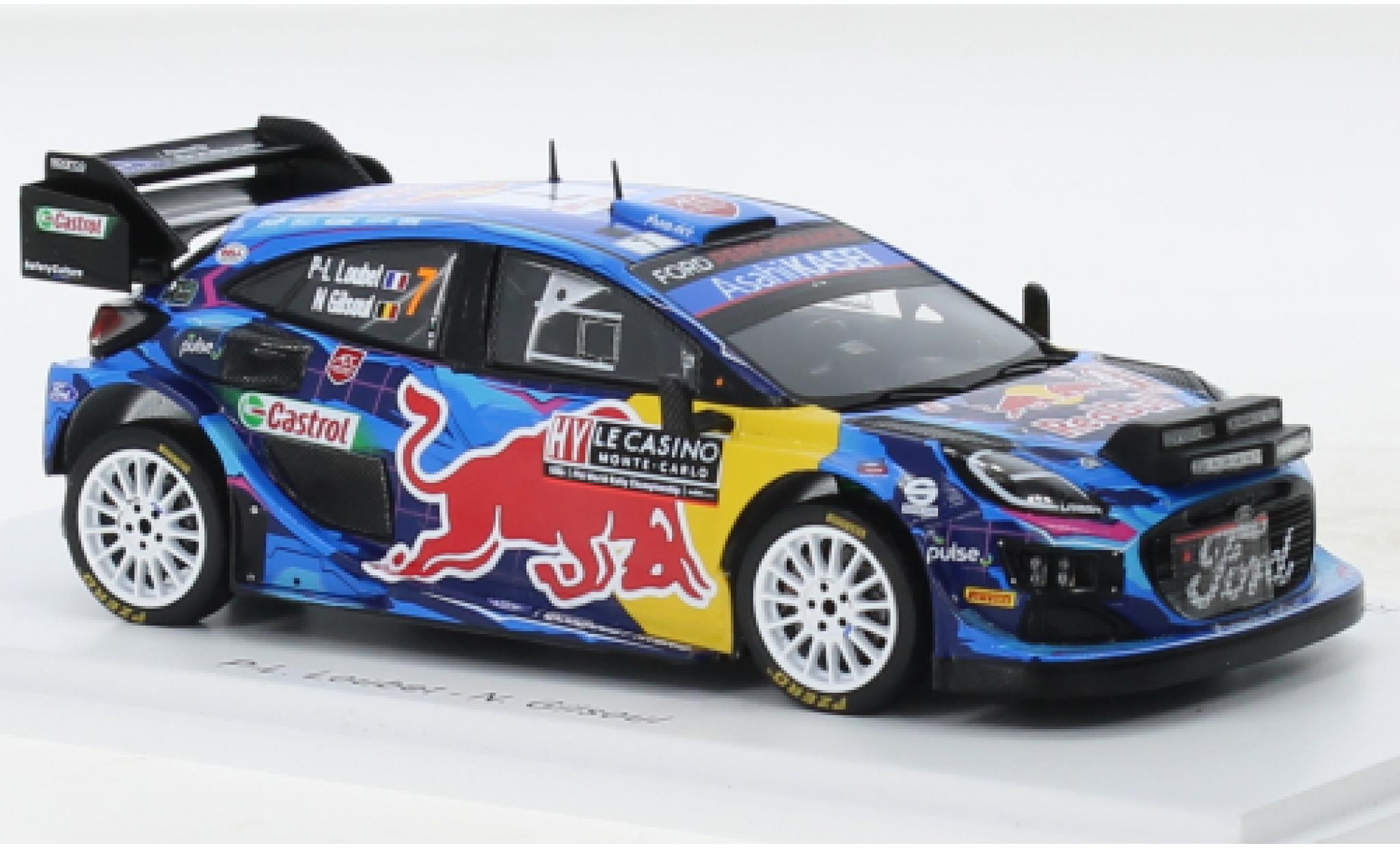 Ford Puma 1/43 Spark Rally1 No.7 M-Sport World Rally Team Red Bull Rally WM Rally Monte Carlo 2023 diecast model cars