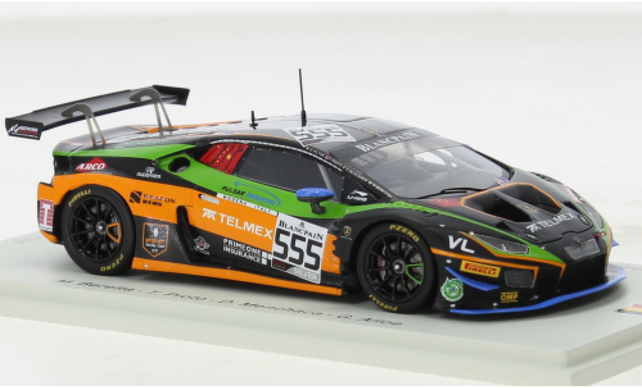 Lamborghini Huracan 1/43 Spark GT3 Evo No.555 Orange 1 FFF Racing Team 24h Spa 2019 diecast model cars