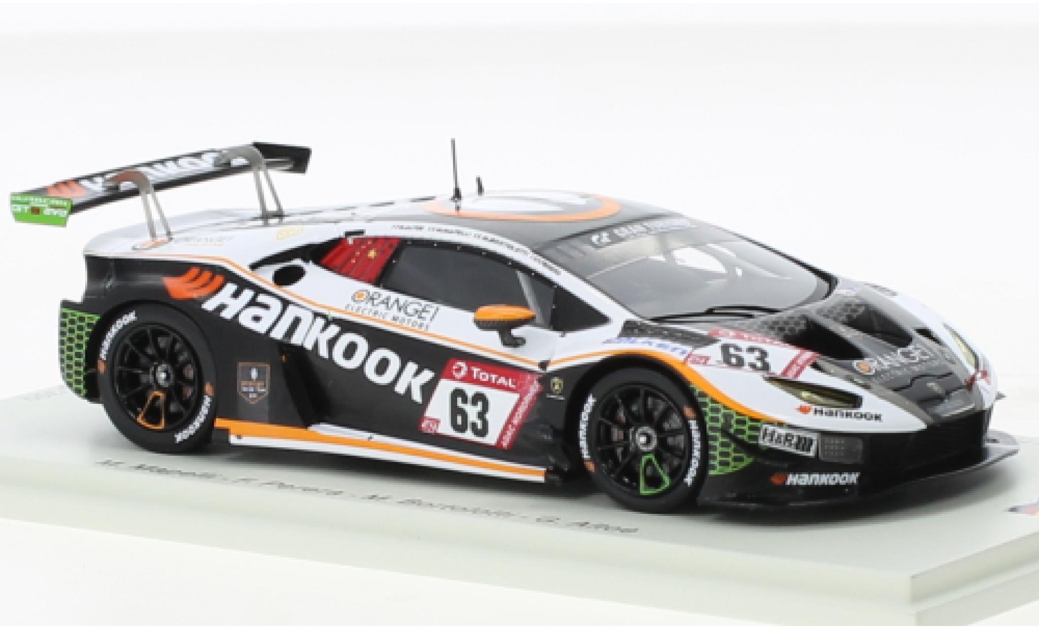 Lamborghini Huracan 1/43 Spark GT3 Evo No.63 Hankook FFF Racing Team Hankook 24h Nuerburgring 2021 diecast model cars