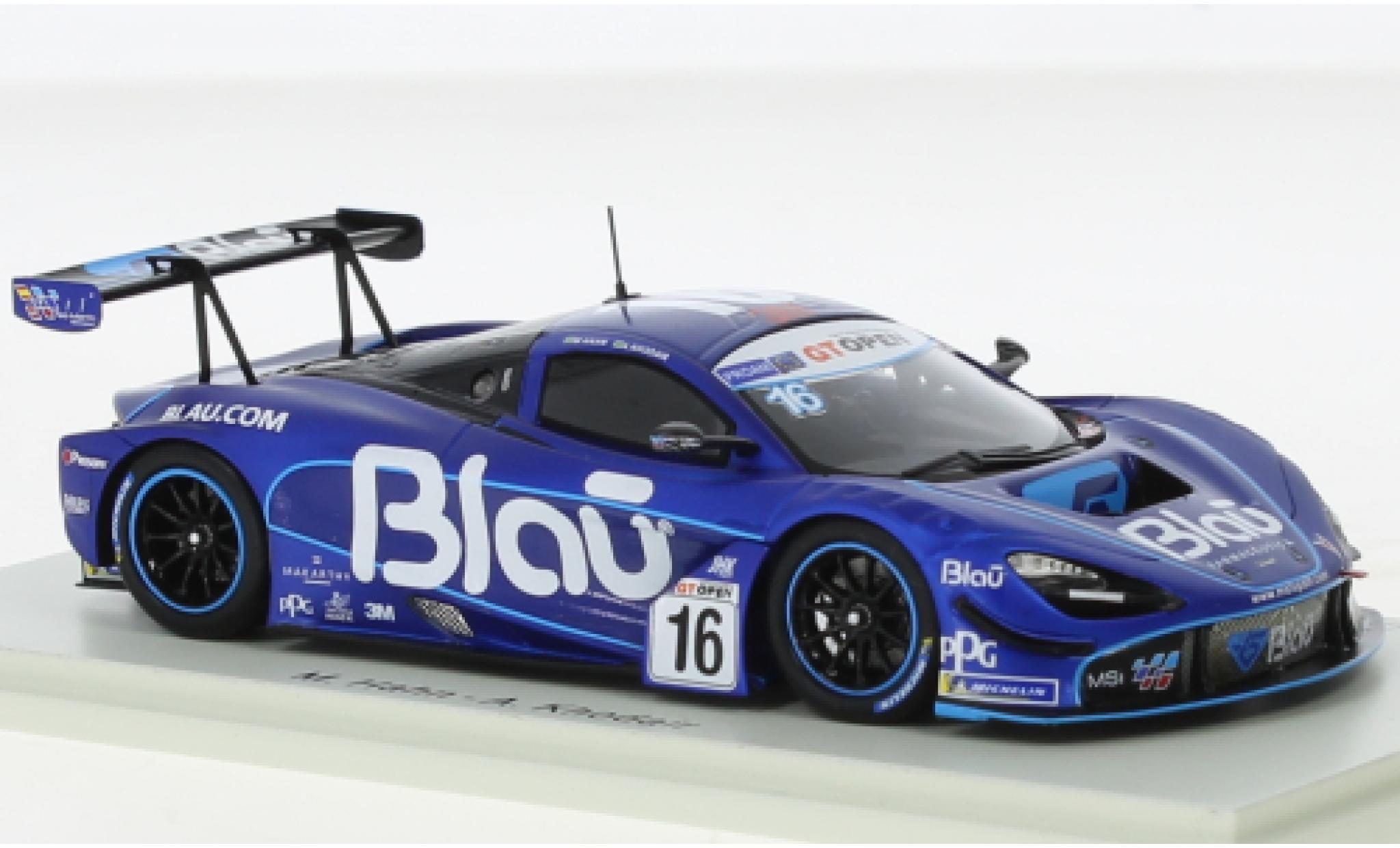 McLaren 720 1/43 Spark S GT3 No.16 Teo Martin Motorsport Blau Farmaceutica International GT Open 2019 diecast model cars
