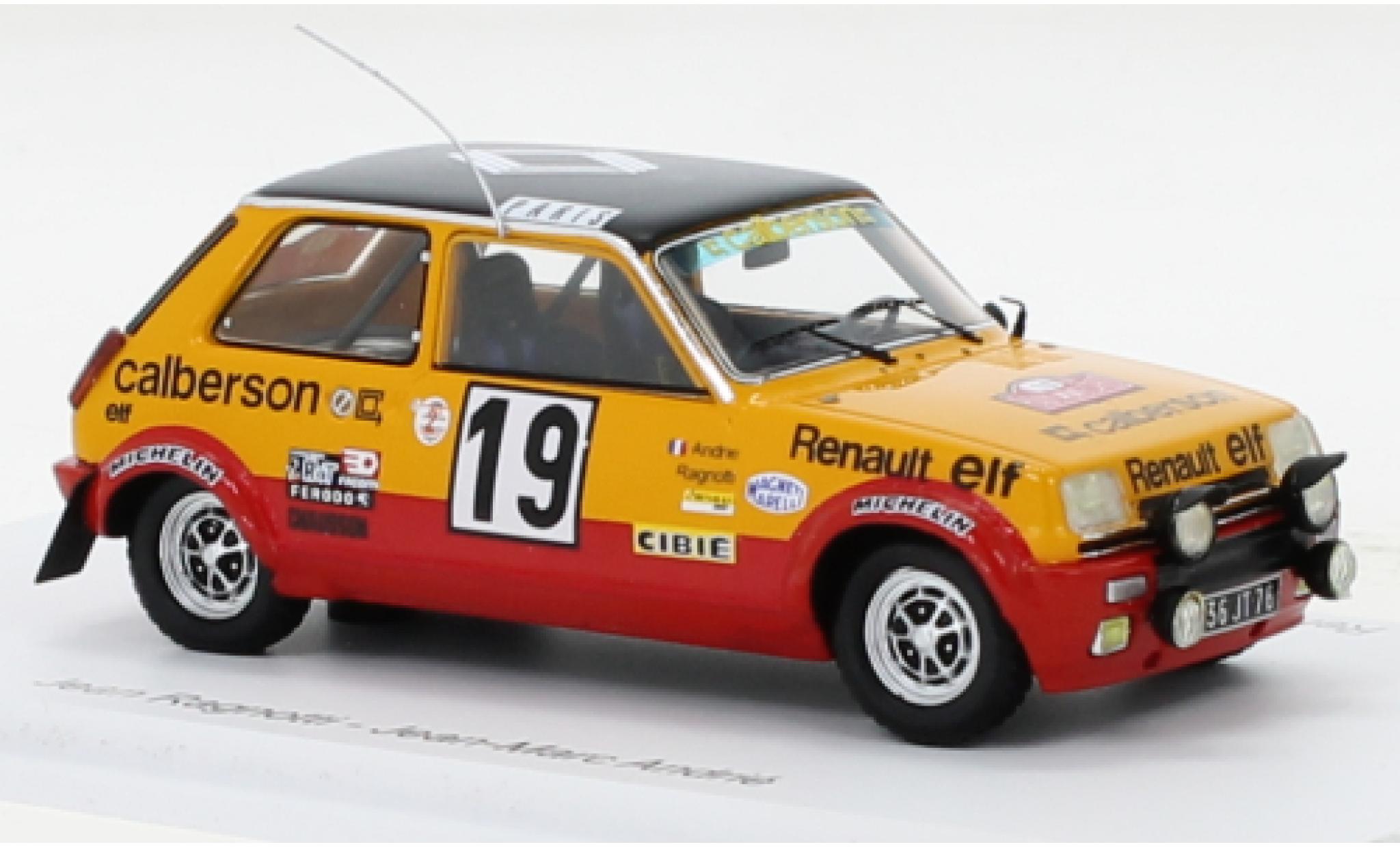 Renault 5 1/43 Spark Alpine Gr.2 No.19 Calberson Rally WM Rally Monte Carlo 1978 diecast model cars