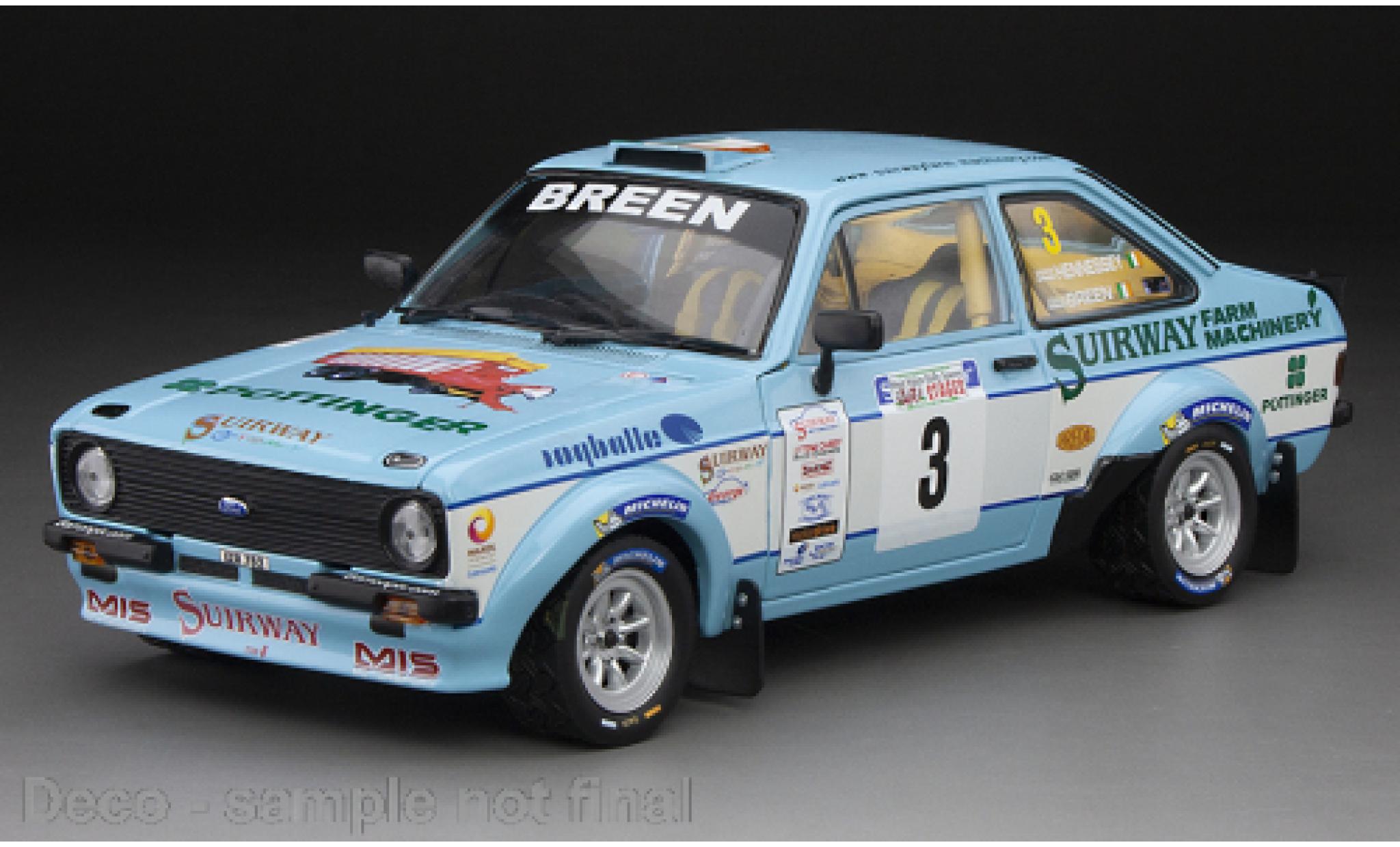 Ford Escort 1/18 Sun Star Mk II RS 1800 RHD No.3 West Wales Rally 2015 diecast model cars