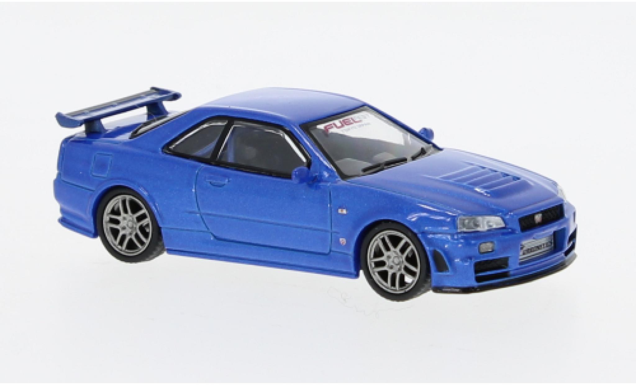 Nissan Skyline 1/64 Tarmac Works GT-R (R34) Nismo Z-Tune metallise blue diecast model cars
