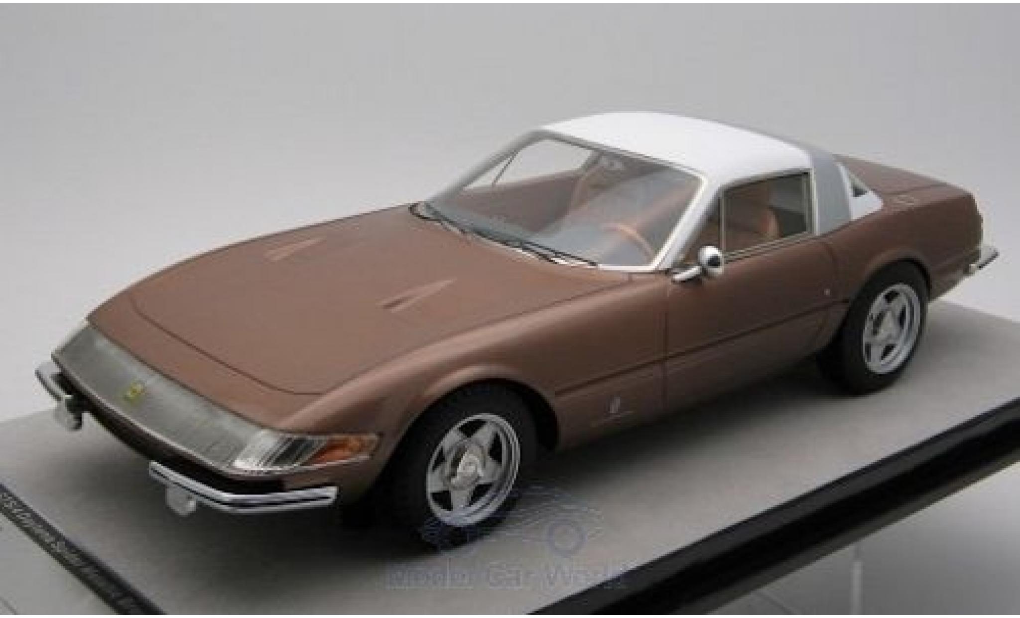 Ferrari 365 1/18 Tecnomodel GTB/4 Daytona Coupe Speciale metallic bronze/white 1969 diecast model cars