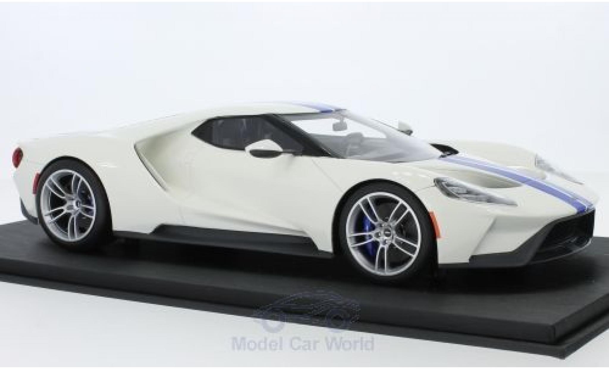 Ford GT 1/18 Top Speed white/blue diecast model cars