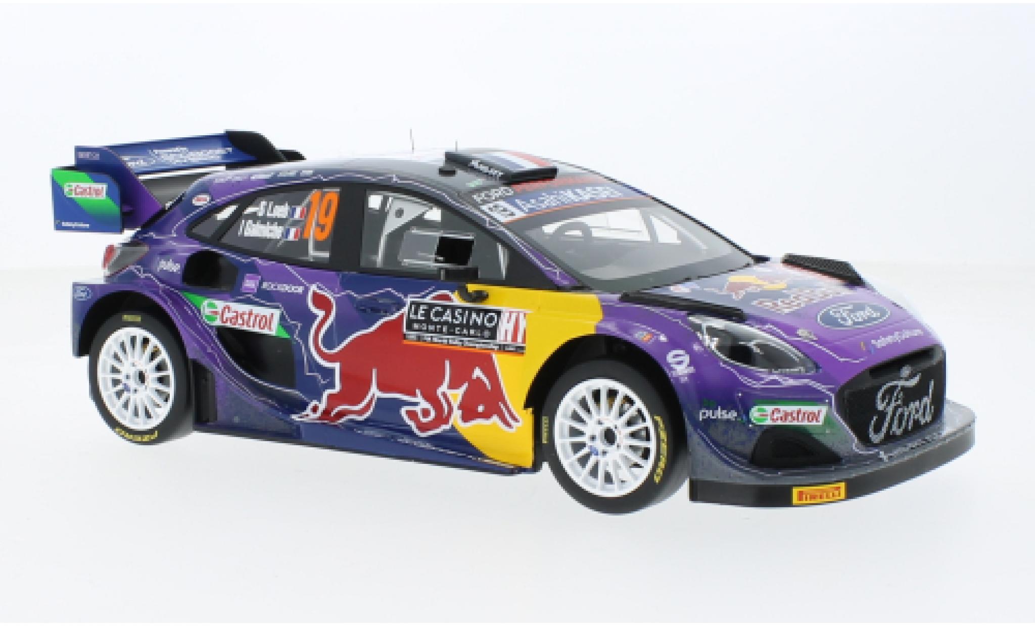Ford Puma 1/18 Top Speed Rally1 No.19 M-Sport World Rally Team Red Bull Rally WM Rally Monte Carlo 2022 diecast model cars