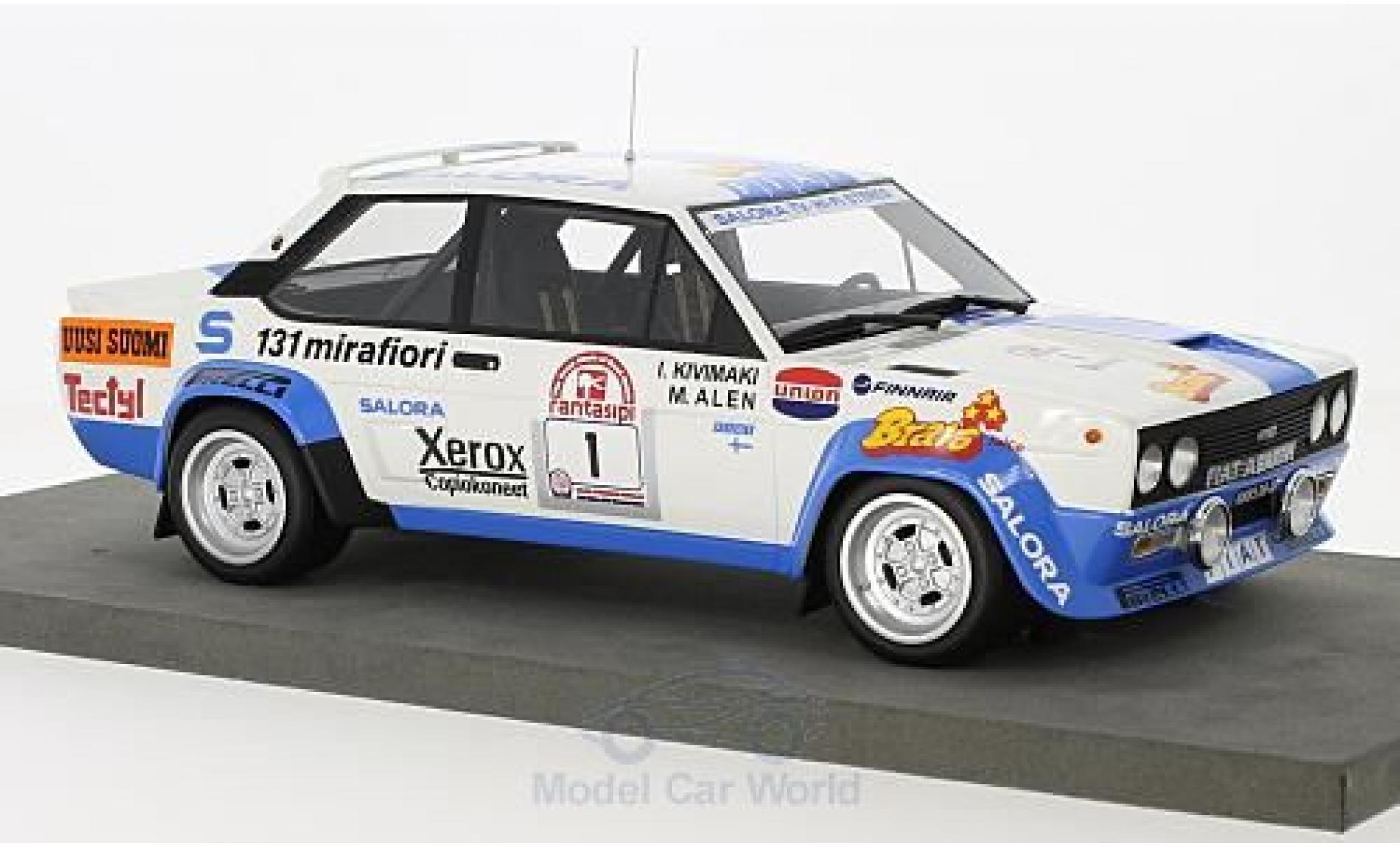 Fiat 131 Abarth 1/18 Topmarques Collectibles Abarth No.1 Rally WM 1000 Lakes Rally 1980 M.Alen/I.Kivimaki diecast model cars