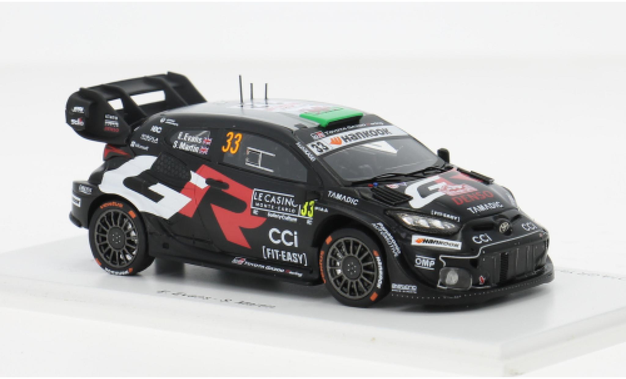 Toyota Yaris 1/43 Spark GR Rally 1 Rally Monte Carlo 2025 #33 E.Evans/S.Martin 1:43 diecast model cars