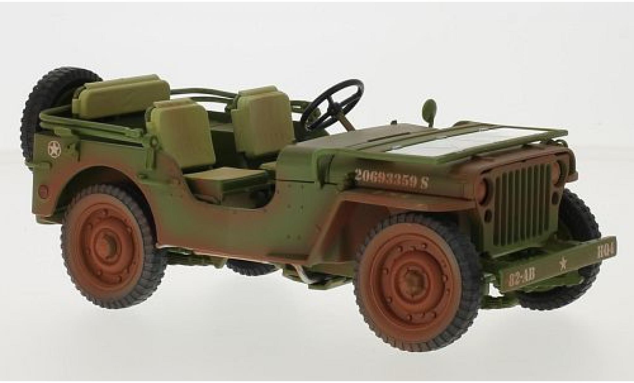 Jeep Willys 1/18 Triple 9 Collection matt-oliv/white U.S. Army 1942 avec traces d diecast model cars