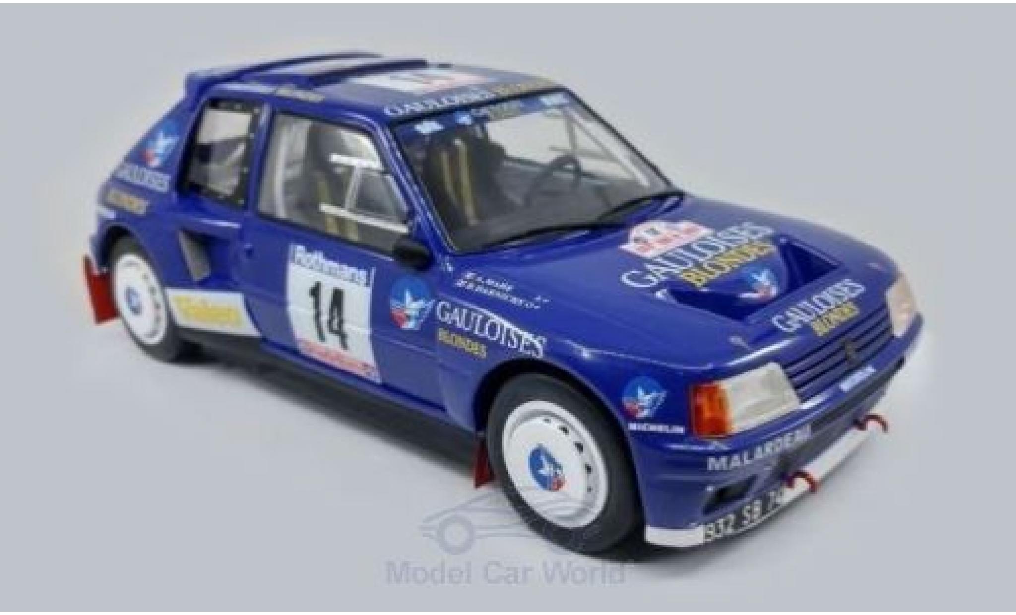 Peugeot 205 1/18 Triple 9 Collection T16 No.14 Gauloises Rally WM Tour de Corse 1985 B.Darniche/A.Mahe diecast model cars