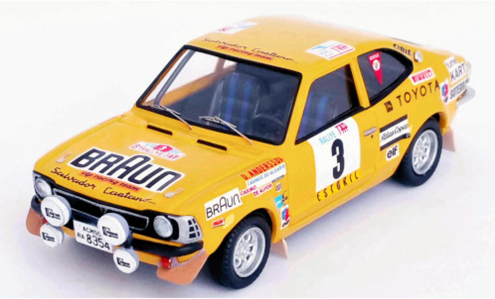 Toyota Corolla 1/43 Trofeu Levin No.3 VIP Racing Team Braun Rally WM Rally Portugal 1974 O.Andersson/A.Hertz diecast model cars