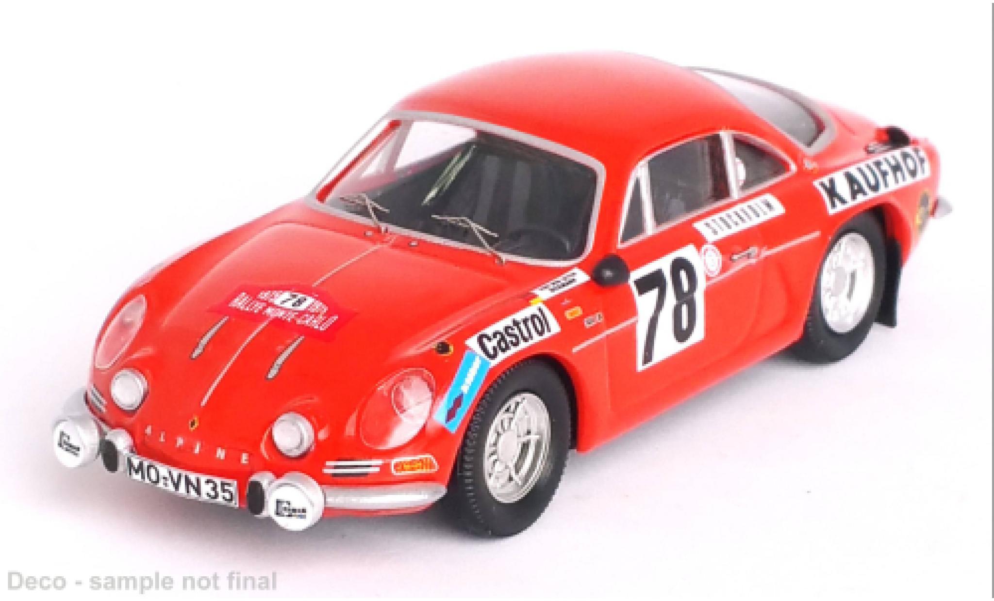 Alpine A110 1/43 Trofeu Renault No.78 Rally WM Rally Monte Carlo 1975 diecast model cars