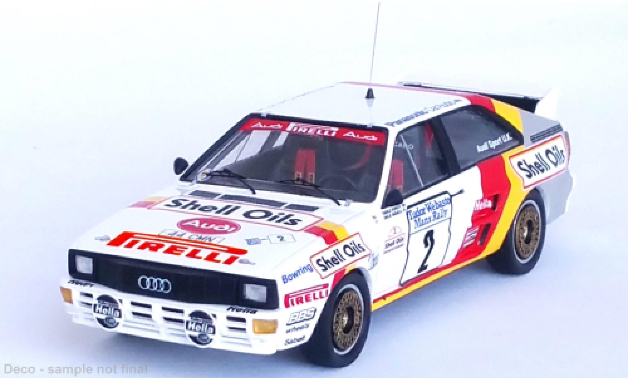Audi Quattro 1/43 Trofeu No.2 S huiles Rally Manx 1985 diecast model cars
