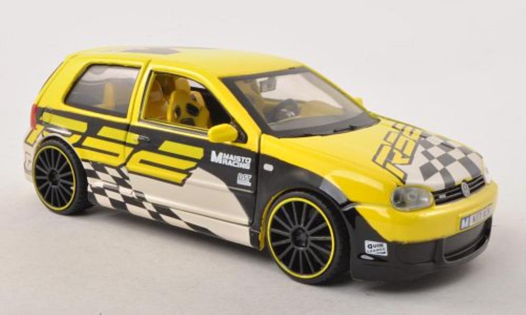 Volkswagen Golf IV R32 1/24 Maisto IV R32 Tuning Racing yellow mit Dekoration 2003 diecast model cars