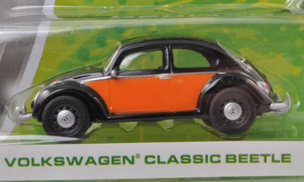 Volkswagen Kafer 1/64 Greenlight black/orange diecast model cars