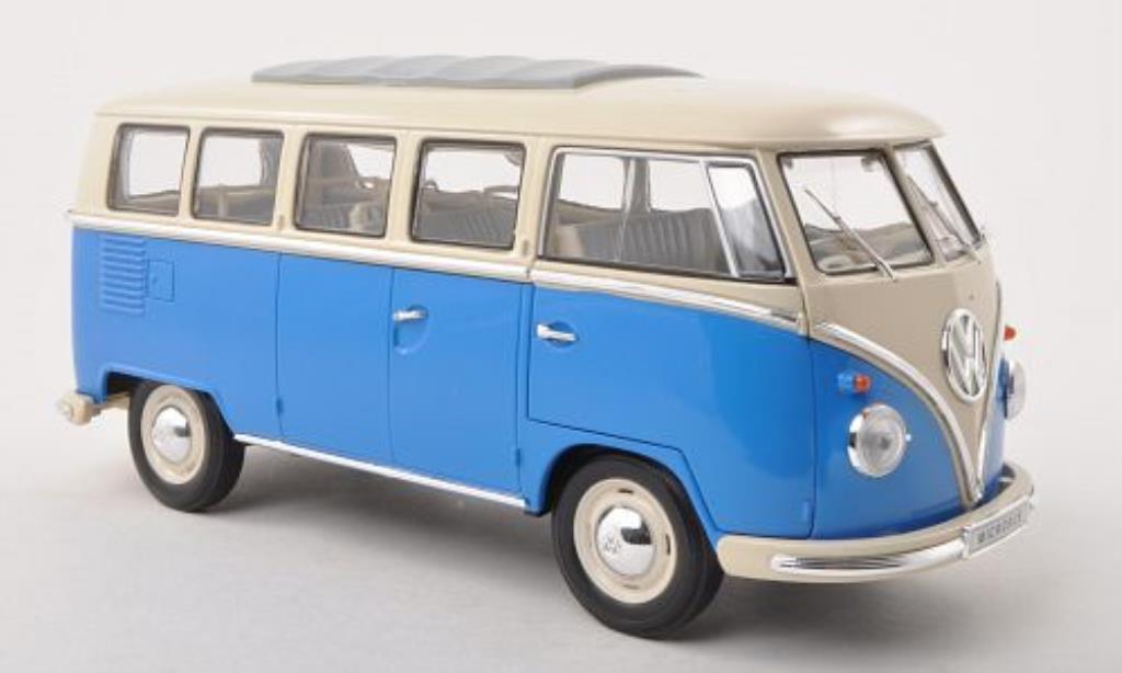 Volkswagen T1 1/18 Welly Bus blue/white 1962 diecast model cars