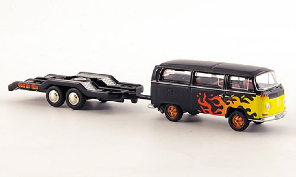 Volkswagen T2 1/87 Bub Bus black mit Flammendekor und Hanger diecast model cars