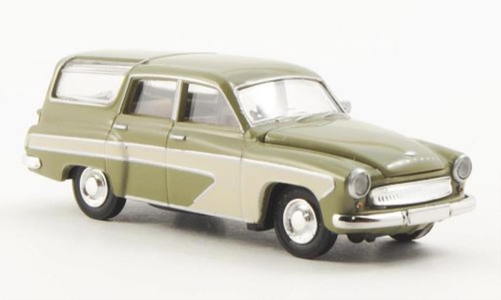 Wartburg 311 1/87 Brekina Camping Oliv/white diecast model cars