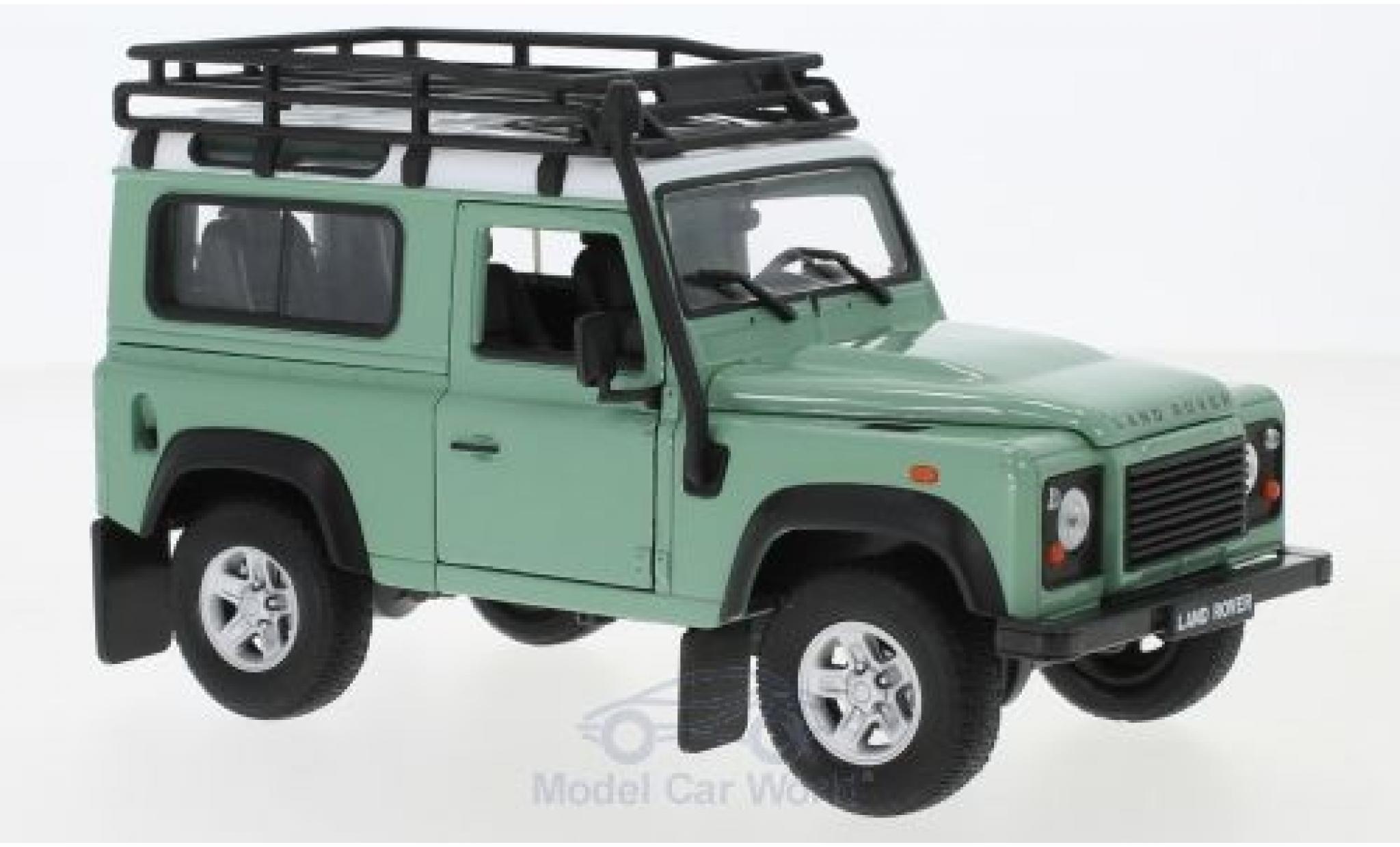 Land Rover Defender 1/24 Welly green/white mit Dachgep&auml;cktr&auml;ger diecast model cars