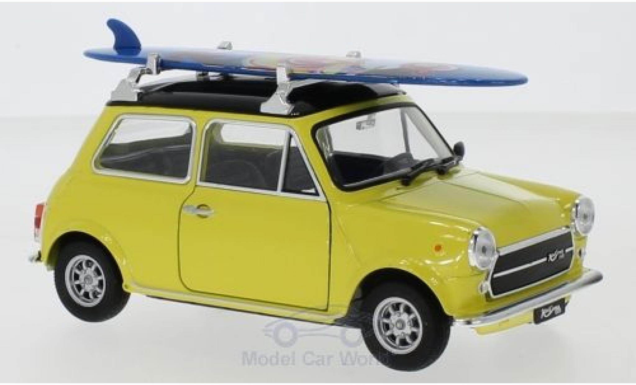 Mini Cooper 1/24 Welly 1300 yellow/black 1974 Surfboard diecast model cars