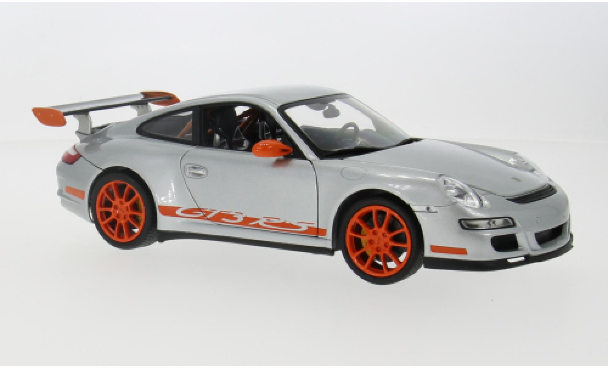 Porsche 997 GT3 RS 1/18 Welly 911  silver/orange 2007 1:18 diecast model cars