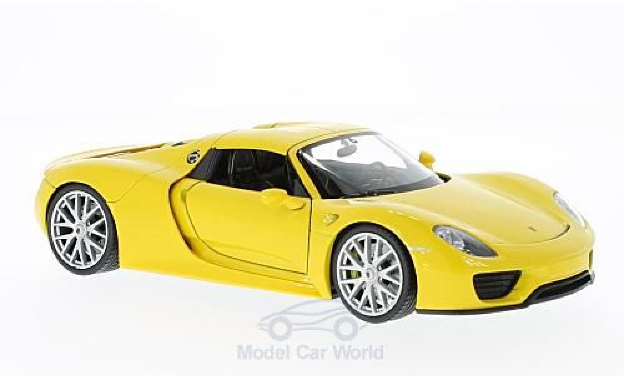 Porsche 918 1/24 Welly Spyder yellow diecast model cars