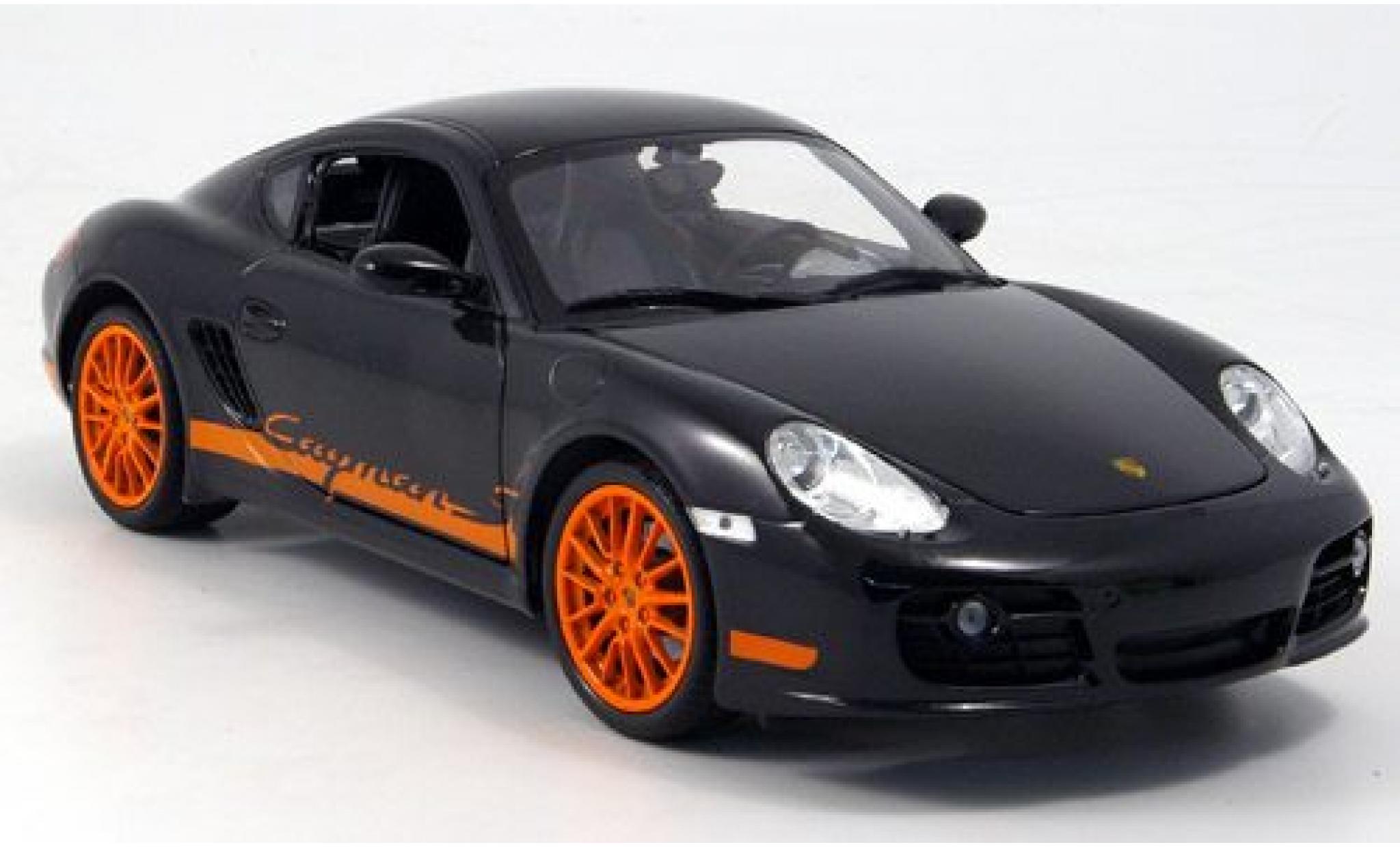 Porsche Cayman S 1/18 Welly black/orange 2007 1:18 diecast model cars