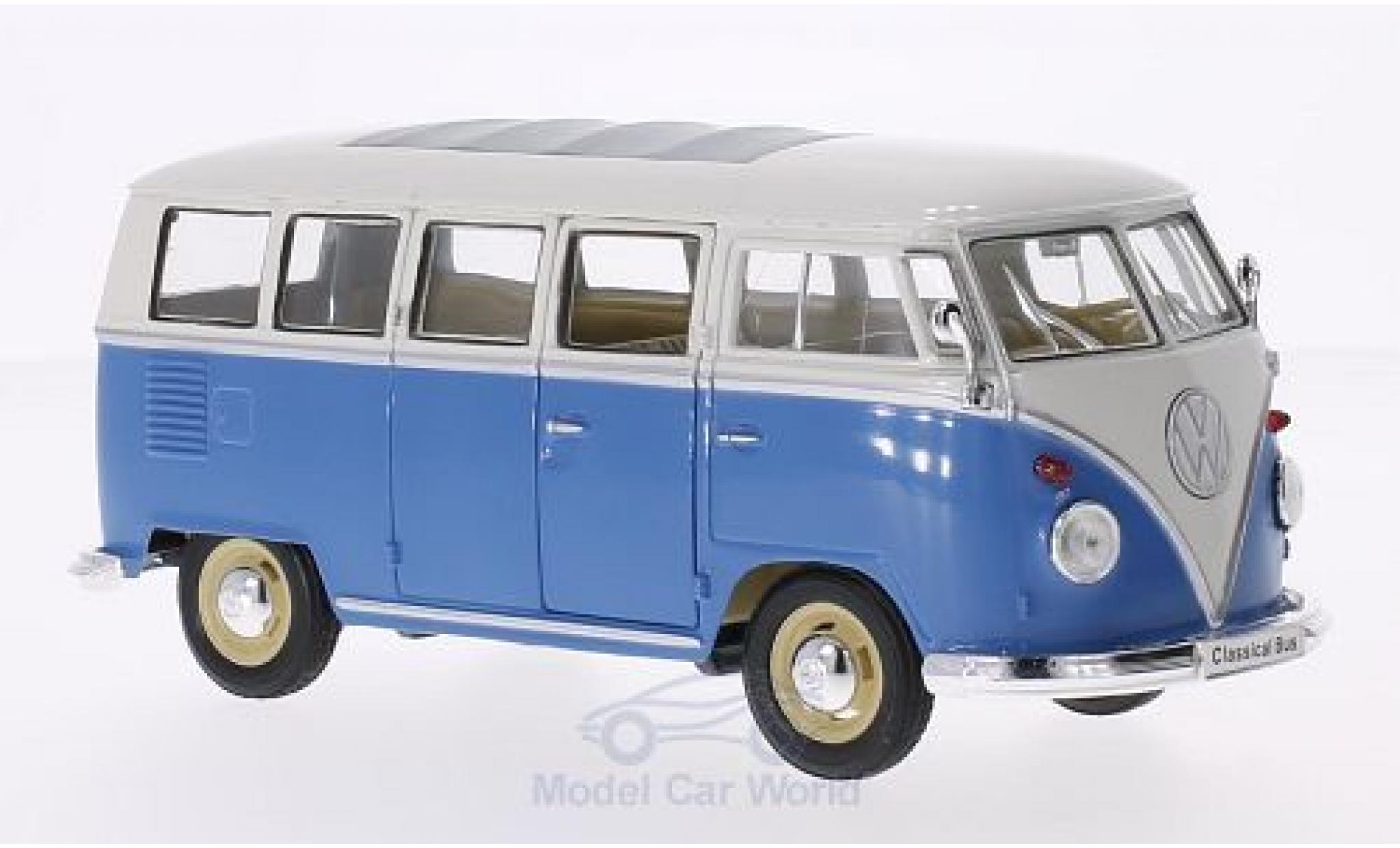 Volkswagen T1 B 1/24 Welly Bus blue/white 1963 diecast model cars