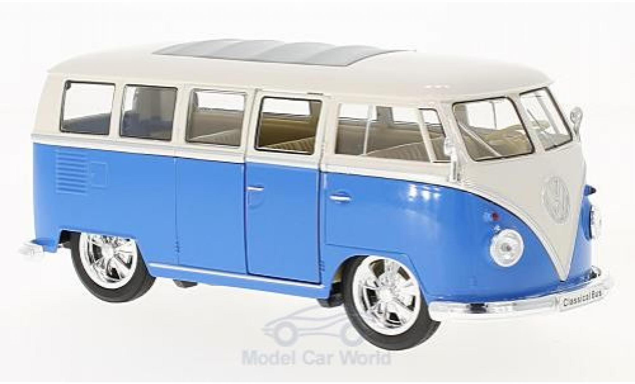 Volkswagen T1 B 1/24 Welly Bus Low Rider blue/white 1963 diecast model cars