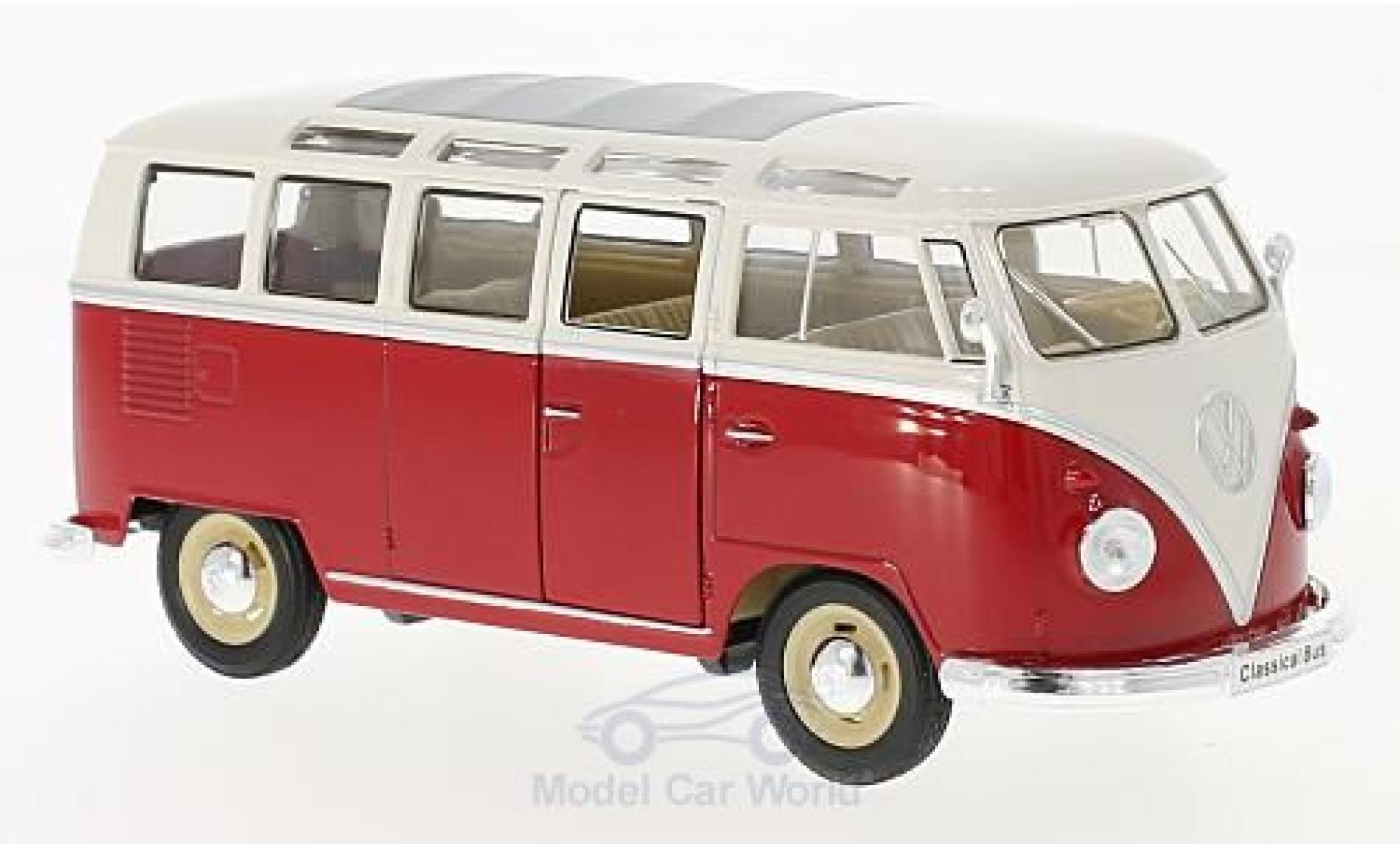 Volkswagen T1 B 1/24 Welly Samba red/white 1963 diecast model cars