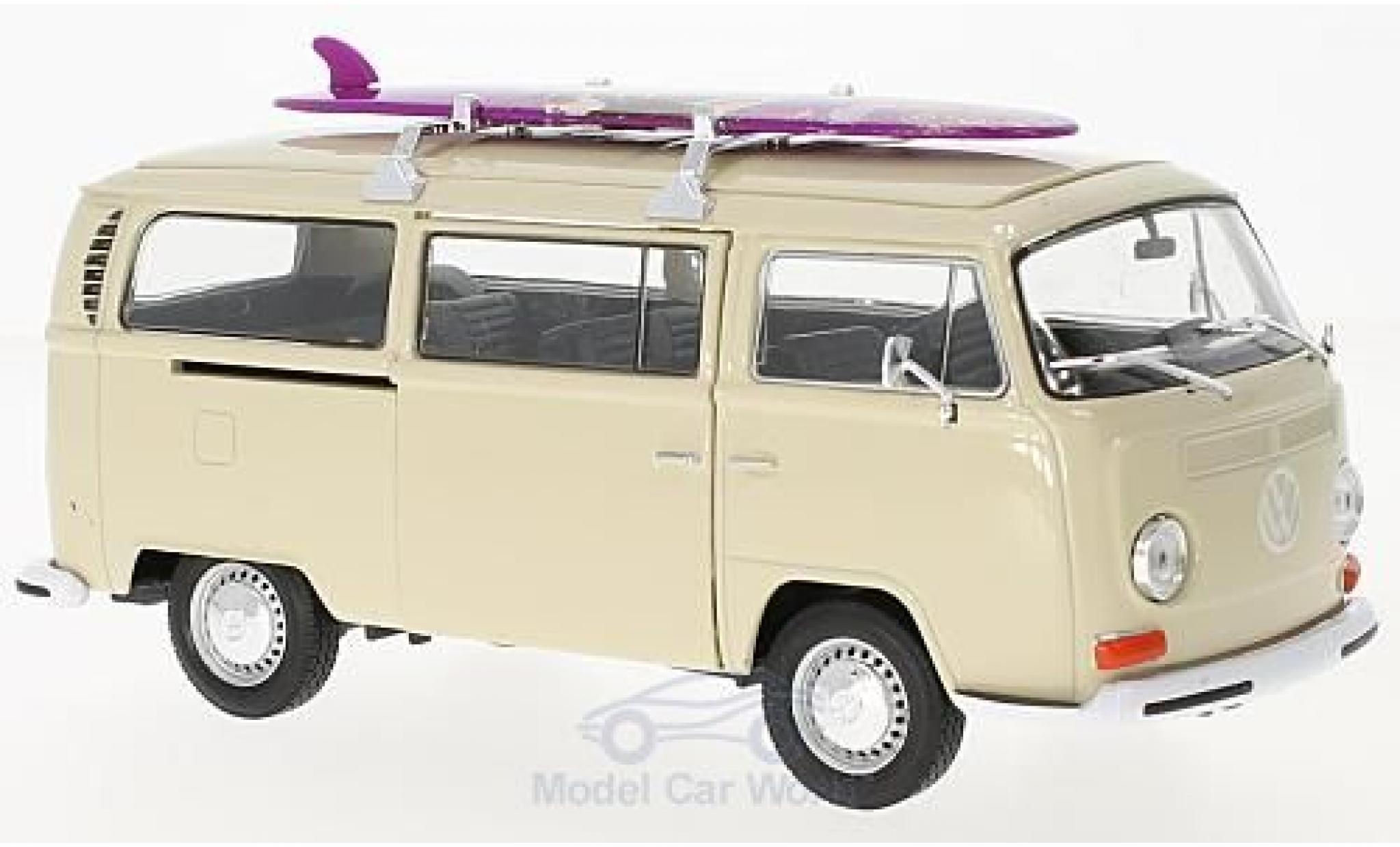 Volkswagen T2 B 1/24 Welly Bus beige 1972 mit Surfboard diecast model cars