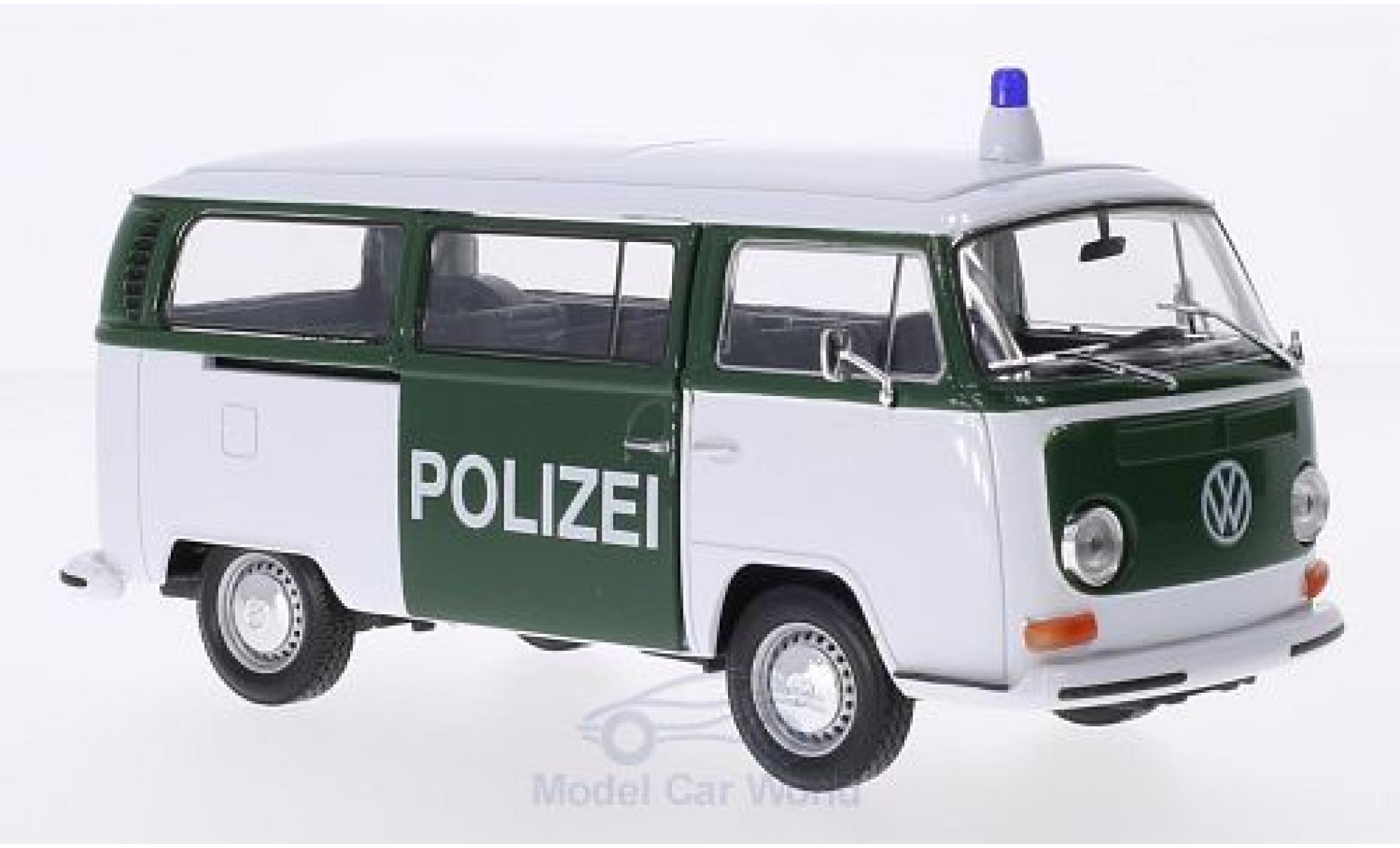 Volkswagen T2 B 1/24 Welly Bus white/green Police 1972 diecast model cars