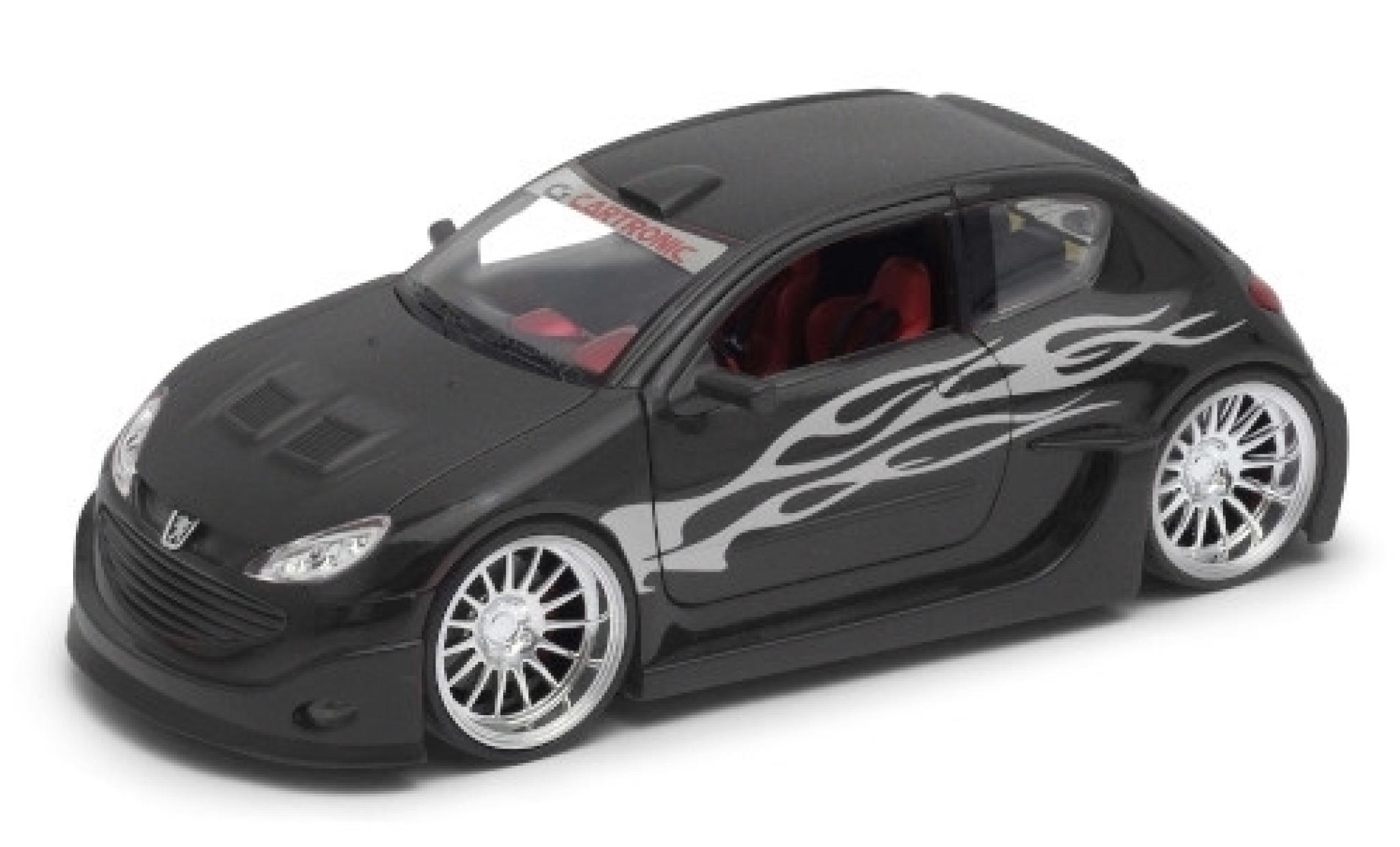 Peugeot 206 1/24 Welly matte noir/D&eacute;corer diecast model cars