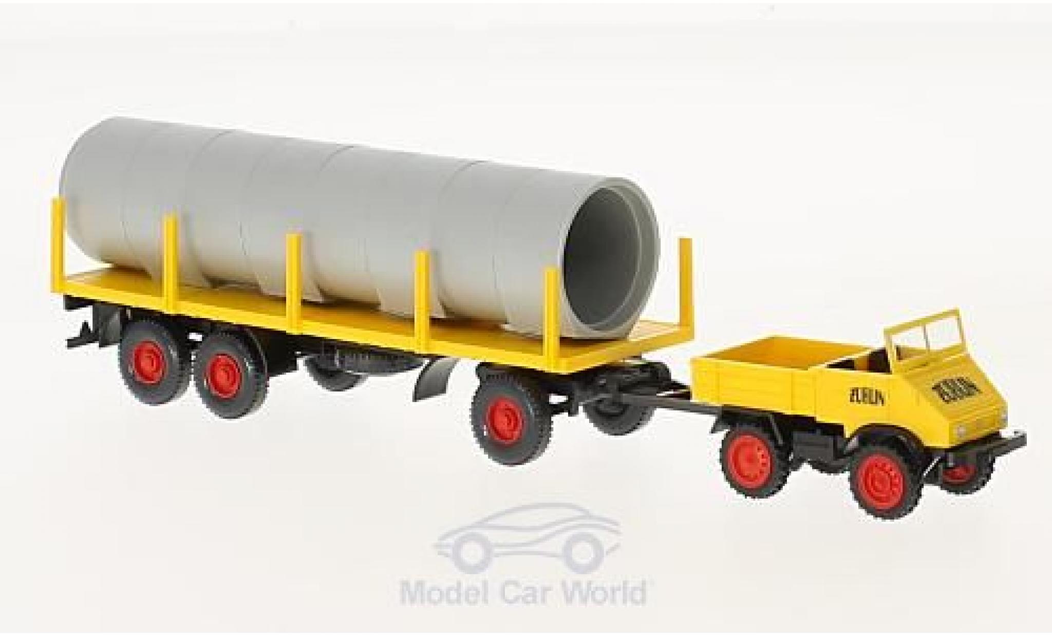Mercedes Unimog 1/87 Wiking U 411 Z&uuml;blin mit Rungenanh&auml;nger und Ladung diecast model cars