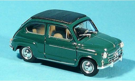 Fiat 600 D 1/43 Brumm green folding roof closed 1960 diecast model cars
