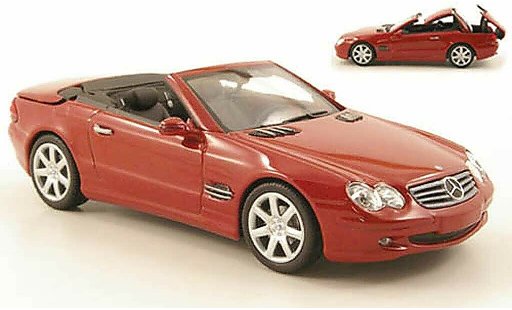 Mercedes Classe SL Base 1/43 Minichamps red avec funktionsfahigem hood 2001 diecast model cars