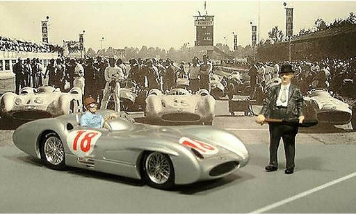Mercedes W 196 Base 1/43 Brumm GP Italien avec Fangio and Neubauer 1955 diecast model cars