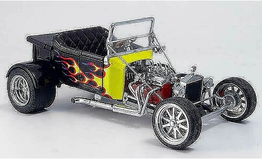 Ford Hot Rod 1925 1/18 Yat Ming t-bucket black avec yellowen flammen open diecast model cars