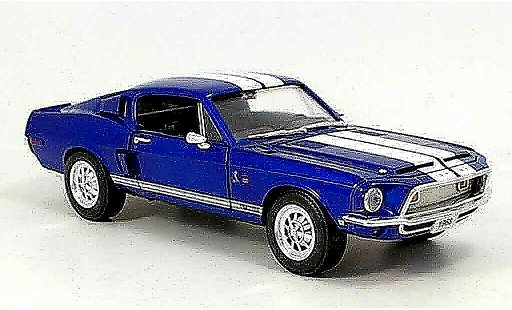 Shelby GT 500 1968 1/18 Yat Ming kr blue avec bandes whites diecast model cars