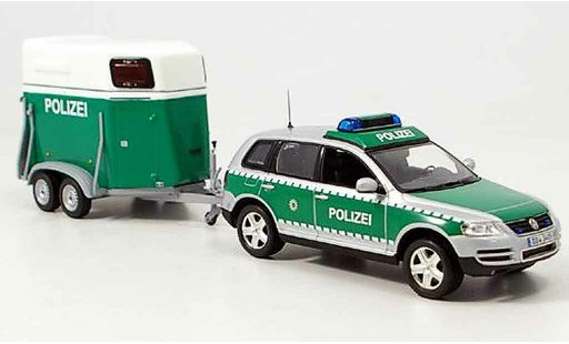 Volkswagen Touareg Base 1/43 Minichamps avec pferdeanhanger police 2002 diecast model cars