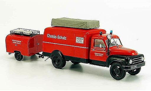 Hanomag L28 Kastenwagen 1/43 Schuco Van avec TSA Anhanger pompier diecast model cars