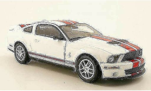 Shelby GT 500 2007 1/18 Shelby Collectibles white/red diecast model cars