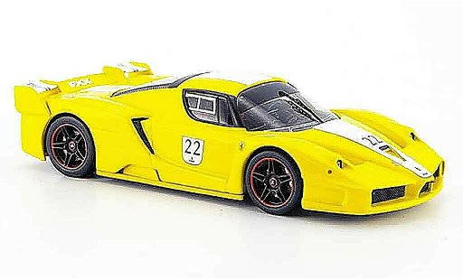Ferrari Enzo FXX 1/43 Hot Wheels Elite no.22 yellow avec whiteem stripes diecast model cars